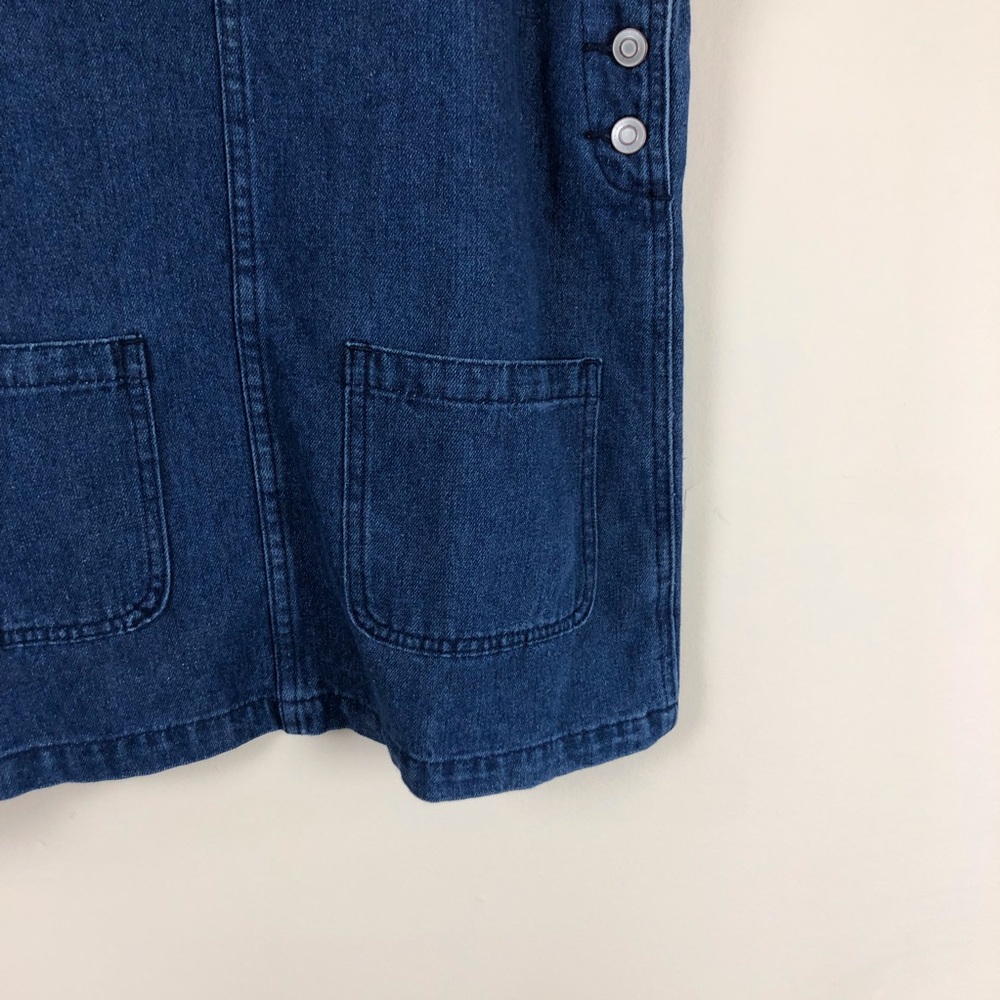 vintage 90s denim overalls dress cotton y2k jean mini pinafore jumper bib grunge - Picture 7 of 9
